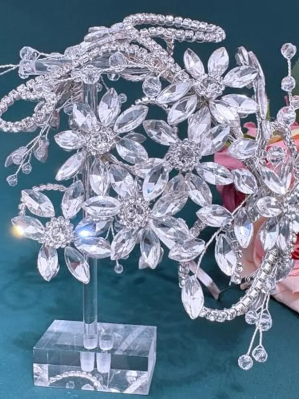 Crystal Embellished Floral Vine Headband Wedding Hair Accessory